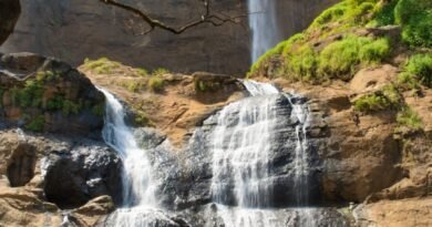 majestic waterfall in ciletuh geopark indonesia